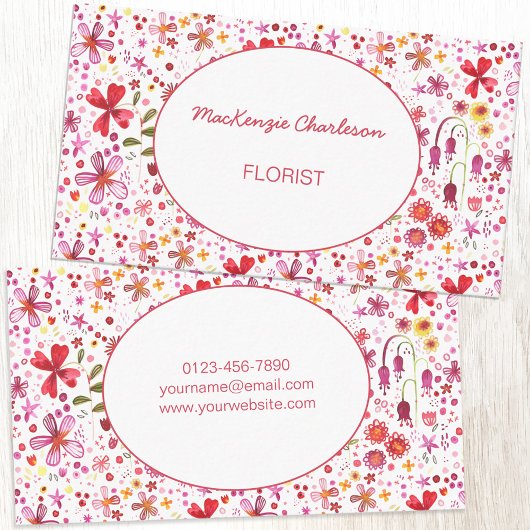 Florist Hand Painted Modern Waterverf Flower Visitekaartje