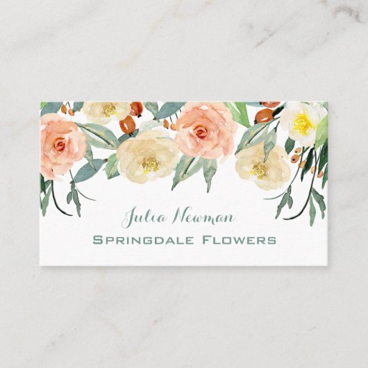 Florist, heldere Waterverf bloemen Visitekaartje (Voorkant)