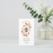 Florist Honey Bee Blush Pink and Floral Visitekaartje (Staand voorkant)