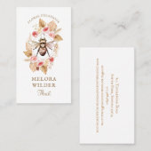 Florist Honey Bee Blush Pink and Floral Visitekaartje (Voorkant / Achterkant)
