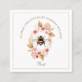 Florist Honey Bee Blush Pink Boho Floral Vierkante Visitekaartje (Voorkant)