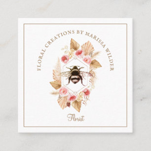 Florist Honey Bee Blush Pink Boho Floral Vierkante Visitekaartje
