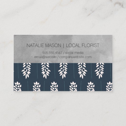 Florist | Monogram en Waterverf blok Visitekaartje (Achterkant)