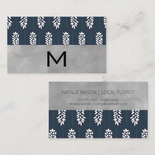 Florist | Monogram en Waterverf blok Visitekaartje (Voorkant / Achterkant)