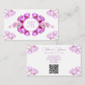 Florist-orchidee-bloemmonogram, QR-code Visitekaartje (Voorkant / Achterkant)