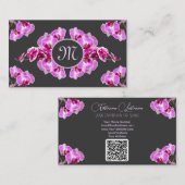 Florist-orchidee-bloemmonogram, QR-code Visitekaartje (Voorkant / Achterkant)