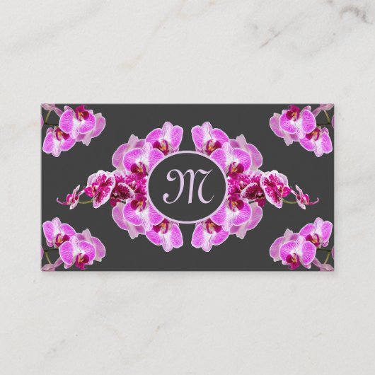 Florist-orchidee-bloemmonogram, QR-code Visitekaartje (Voorkant)