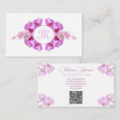Florist-orchidee-bloemmonogram, QR-code Visitekaartje (Voorkant / Achterkant)