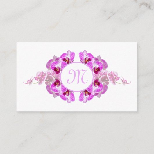 Florist-orchidee-bloemmonogram, QR-code Visitekaartje (Voorkant)