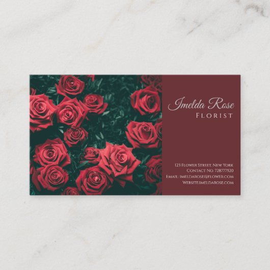 Florist Red Rose Visitekaartje (Voorkant)
