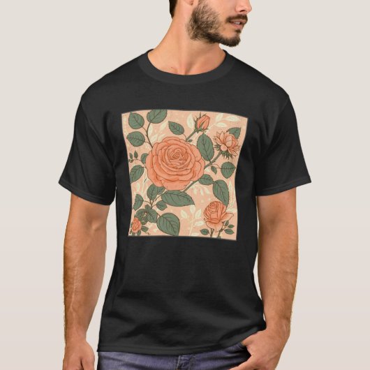 Florist Roses Pattern Illustration Flowers Leaf Wo T-shirt (Voorkant)
