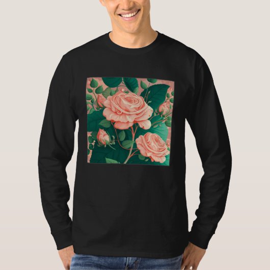 Florist Roses Pattern Illustration Flowers Leaf Wo T-shirt (Voorkant)