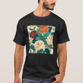 Florist Roses Pattern Illustration Flowers Leaf Wo T-shirt (Voorkant)
