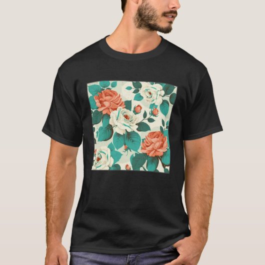 Florist Roses Pattern Illustration Flowers Leaf Wo T-shirt (Voorkant)