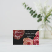 FLORIST - Roze Rose Bouquet - Sjabloon voor visite Visitekaartje (Staand voorkant)