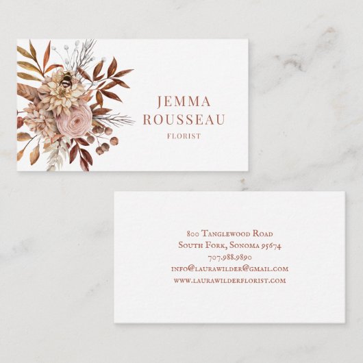 Florist Rustic Floral Visitekaartje (Voorkant / Achterkant)