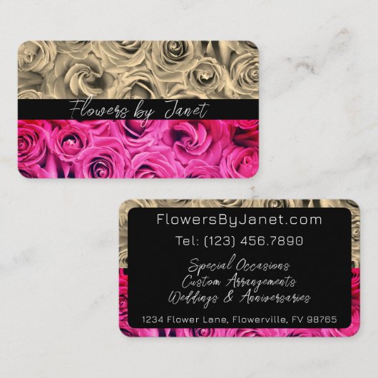 Florist Small Business Rozen Flowers Floral Visitekaartje (Voorkant / Achterkant)