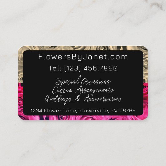 Florist Small Business Rozen Flowers Floral Visitekaartje (Achterkant)
