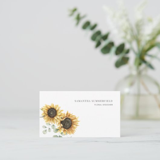 Florist Sunflower Eucalyptus Greenery Visitekaartje (Staand voorkant)