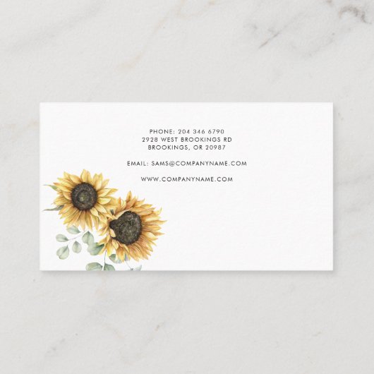 Florist Sunflower Eucalyptus Greenery Visitekaartje (Achterkant)