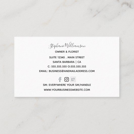 Florist | Visitekaartje voor het ventilatorwinkele (Achterkant)