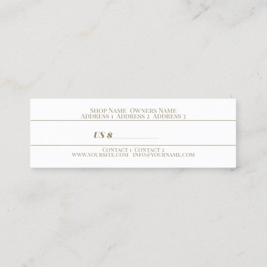 Florista - Prijs Label, Visitekaartje (Achterkant)