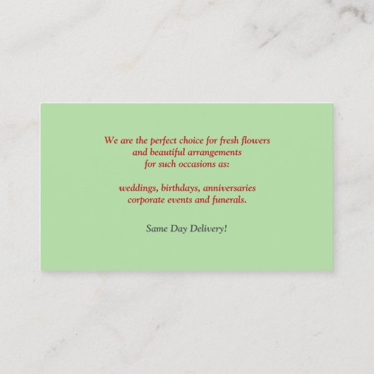 Floristisch Visitekaartje (Achterkant)