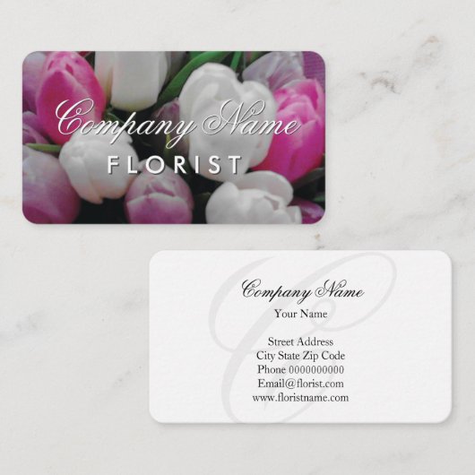 Floristisch visitekaartje met tulpbloemen (Voorkant / Achterkant)
