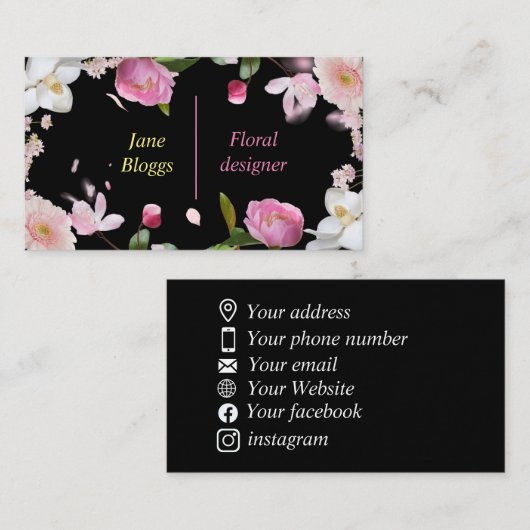 Floristische bloemen visitekaartje (Voorkant / Achterkant)