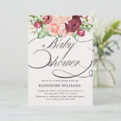 florkalligrafie baby shower-uitnodiging (Staand voorkant)