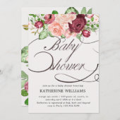 florkalligrafie baby shower-uitnodiging (Voorkant / Achterkant)