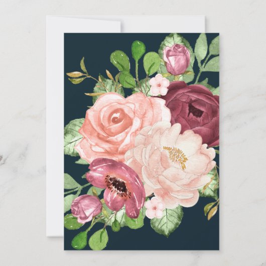 florkalligrafie goud baby shower uitnodiging (Achterkant)