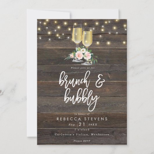 floro rustige brunch en bubbly vrijgezellenfeest kaart (Voorkant)