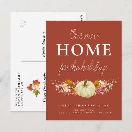 florpumpkin bewegende aankondiging briefkaart (Voorkant / Achterkant)