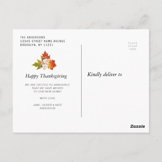 florpumpkin bewegende aankondiging briefkaart (Achterkant)