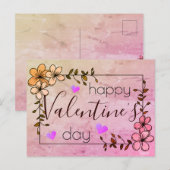 florroze blij Valentijnsdag Briefkaart (Voorkant / Achterkant)