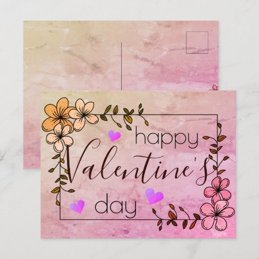 florroze blij Valentijnsdag Briefkaart (Voorkant / Achterkant)