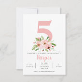 florroze verjaardagsfeestje foto uitnodiging (Voorkant)