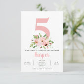 florroze verjaardagsfeestje foto uitnodiging (Staand voorkant)