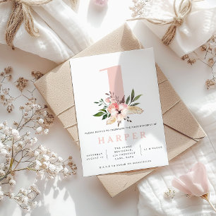 florroze verjaardagsfeestje foto uitnodiging