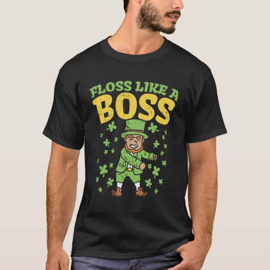 Flos als een baas St. Patricks Dag T-shirt Flossen (Voorkant)