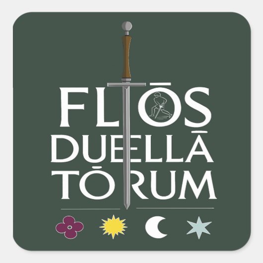 Flos Duellatorum Green Edition – Middeleeuwse Zwaa Vierkante Sticker (Voorkant)