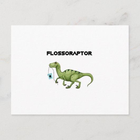 Flose Flossoraptor Hygiene Dental Funny - Dentist Briefkaart (Voorkant)