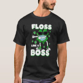 Floss als een baas St Patrick's Day Shamrock Face T-shirt (Voorkant)