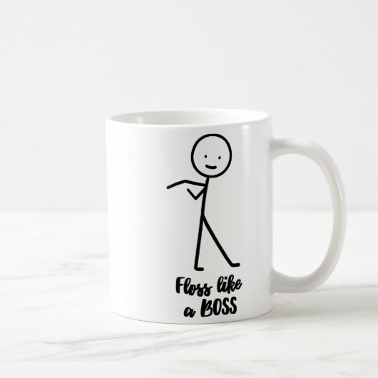 Floss als een baas Stick Figure Stickman Doodle Pr Koffiemok (Rechts)
