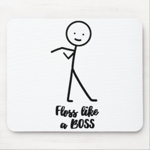 Floss als een baas Stick Figure Stickman Doodle Pr Muismat