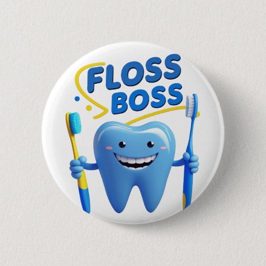 Floss Boss Patch – Leuke tandheelkundige geïnspire Ronde Button 5,7 Cm (Voorkant)