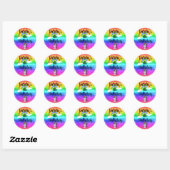 Floss Dance Eenhoorn Regenboog Verjaardag Ronde Sticker (Vel)