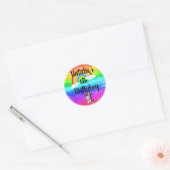 Floss Dance Eenhoorn Regenboog Verjaardag Ronde Sticker (Envelop)