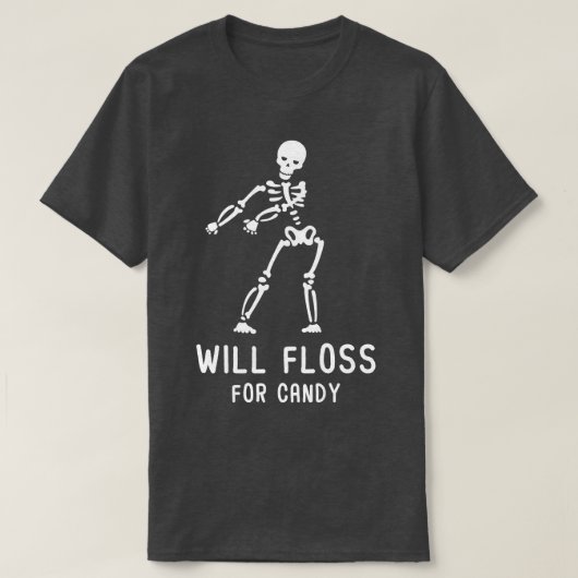 Floss Dance Skeleton Boy Floss for Snoep Halowe T-shirt (Design voorkant)